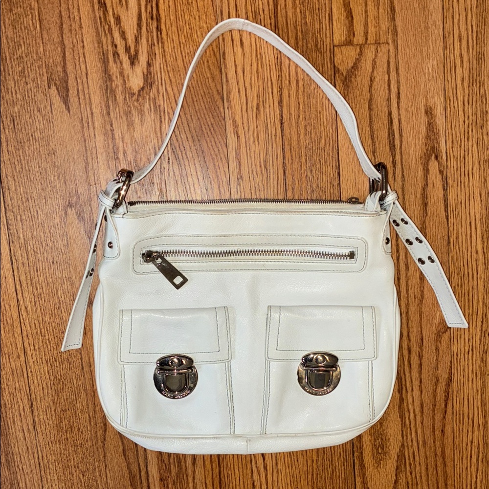 VINTAGE Marc Jacobs Genuine Leather White Shoulder Bag with Silver Hardware